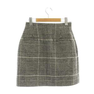 CELFORD 24AW フォルムミニスカート タイト チェック ジッパーフライ 36 グレー 黒 /NR OS