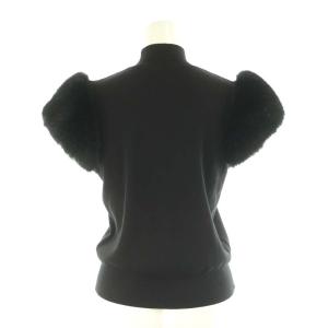 CELFORD ショートファースリーブニットプルオーバー ニット フェイクファー シルク混 36 黒 ブラック /KO