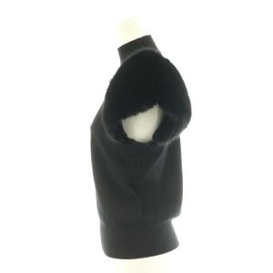 CELFORD ショートファースリーブニットプルオーバー ニット フェイクファー シルク混 36 黒 ブラック /KO