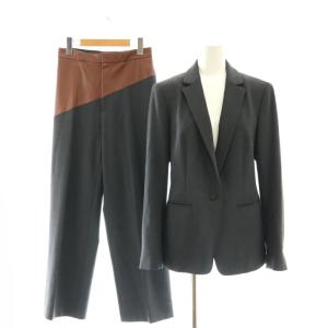 セットアップ スーツ VILLAZ シングルジャケット ワイドパンツ 2 チャコール ブラウン /ES