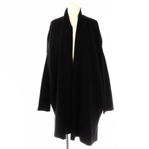 Fluffy スムースショートガウンコート ロング ウール ブラック /DO OS SH