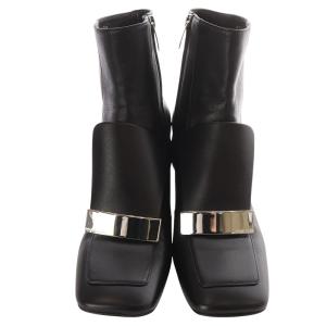 Sergio Rossi SR1 スクエアトゥ ショートブーツ 38.5 ブラック A78930