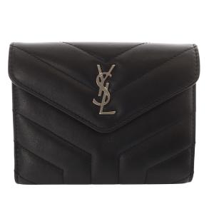 ⭐️極美品⭐️　イヴサンローラン　二つ折り財布　ロゴ型押し　YSL カサンドラ 未使用保管品 イヴサンローラン YSL ロゴ レザー 二つ折り 財布