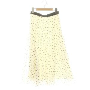 24SS ドットオーガンジープリーツスカート ロング フレア 36 アイボリー ブラック /DO OS