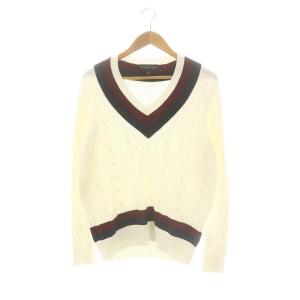 チルデンケーブルニット セーター Vネック 長袖 コットン S 白 ホワイト /KO OS SH
