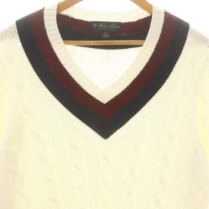 Brooks Brothers チルデンケーブルニット セーター Vネック 長袖 コットン S 白 ホワイト /KO OS SH