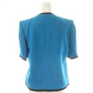 YVES SAINT LAURENT セットアップ ノーカラージャケット タイトスカート M L 水色 黒 /MI OS