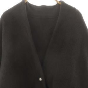 Apuweiser-riche 22AW パール付FOX混ニットショートコート ノーカラー 2 チャコールグレー /MI OS