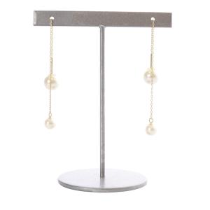 パール ダブルキャッチ チェーンピアス K10 YG イエローゴールド