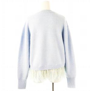 Chesty 23AW シャギーフリンジトップス ニット セーター 長袖 プルオーバー ウール F 青 ブルー /YQ
