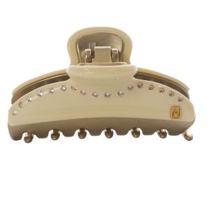 ヘアクリップ ラインストーン アイボリー ゴールド色 /YO7