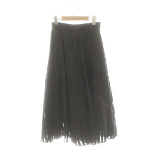 23AW オーガンザストライプスカート ロング丈 フレア 36 黒 ブラック /YQ OS
