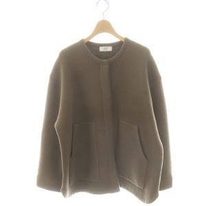 24AW ダブルフェイスニットブルゾン フロントボタン F 茶 ブラウン /YQ OS