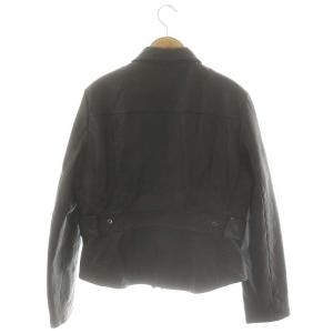 DKNY ラムレザージャケット 革ジャン フロントポケット 12 黒 ブラック /KO OS SH