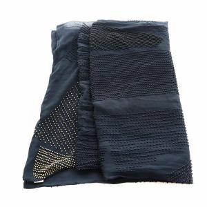 DRIES VAN NOTEN ストール ビーズ装飾 シルク ネイビー