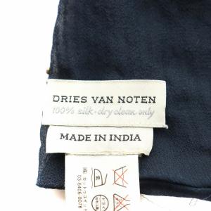 DRIES VAN NOTEN ストール ビーズ装飾 シルク ネイビー