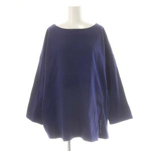 24SS サイドスリット刺繍プルオーバー長袖カットソー オーバーサイズ F 青 ブルー /AT OS