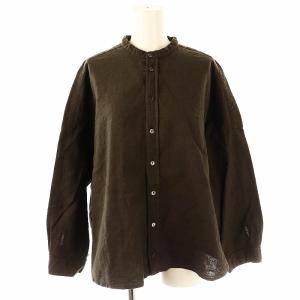 22AW 起毛 バンドカラーシャツ 長袖 F 茶 ブラウン /AT OS SH