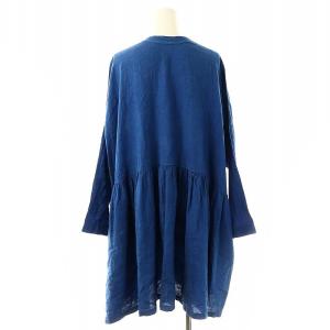 nest Robe 23SS 近江晒インディゴ染めチュニックワンピース 膝丈 長袖 F ブルー /ES OS SH