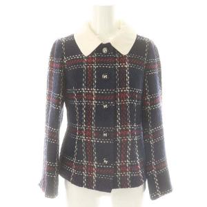 M'S GRACY スカートスーツ セットアップ トラッドチェック ツイード 36 38 紺 赤 白
