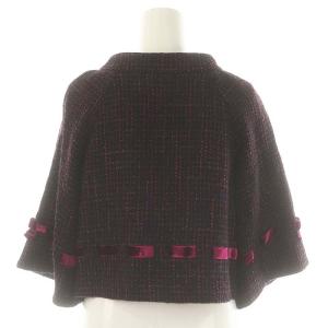 M'S GRACY セットアップ ツイード リボンジャケット 七分袖 プリーツスカート ミニ 38 ブラック マルチカラー