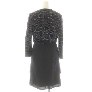 M'S GRACY セットアップ ドット ノーカラージャケット ティアードワンピース 七分袖 36 ネイビー ホワイト /DO