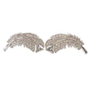 SWAROVSKI ピアス フェザーモチーフ 羽根 スタッド シルバー色