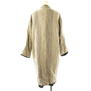 pas de calais リネン混 ストライプ ガウンコート スプリングコート 36 グレー ブラック /ES OS