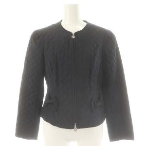 M'S GRACY カメリア刺繍キルティングセットアップ ジャケット フレアスカート ひざ丈 38 紺 ネイビー