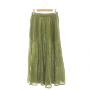 24SS リネンポプリン フレアマキシスカート ロング丈 36 緑 グリーン /YQ OS