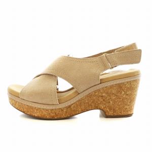 Clarks Giselle Cove サンダル ストラップ ウェッジソール UK5 ベージュ 261582004050