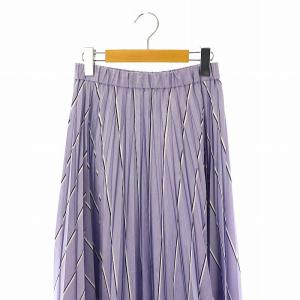 UNITED ARROWS C/P ブロードプリーツ スカート ロング マキシ ストライプ柄 38 ライトブルー