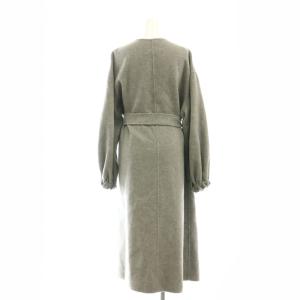 Spick&Span ボリュームスリーブノーカラーリバーコート アウター ロング ウール 38 グレー