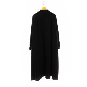 Graphpaper Satin Band Collar Dress シャツワンピース ロング 長袖 00 ブラック