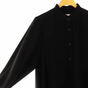 Graphpaper Satin Band Collar Dress シャツワンピース ロング 長袖 00 ブラック