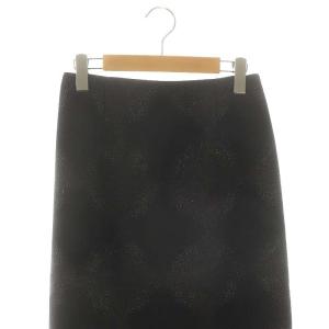 JIL SANDER ウール ラメ入り タイトロングスカート タック 32 黒 /HK OS