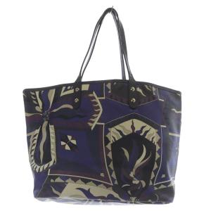 総柄 トートバッグ ハンドバッグ 青 ブルー ベージュ /SR32