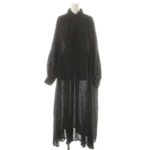 24SS enormous OPワンピース ロング 長袖 リネン 36 黒