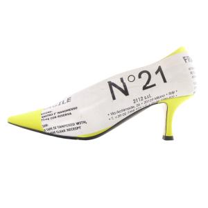 N°21 パンプス ロゴ ピンヒール ポインテッドトゥ 37 黄色 イエロー