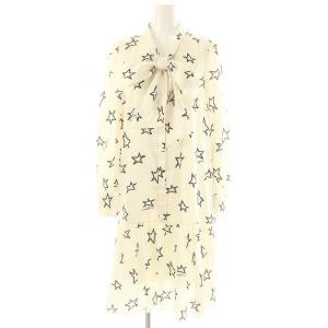 23AW スタープリントワンピース ロング 長袖 38 アイボリー ブラック