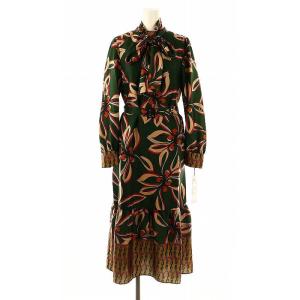 23AW レトロフラワープリントワンピース 38 ダークグリーン