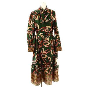 23AW レトロフラワープリントワンピース 38 グリーン