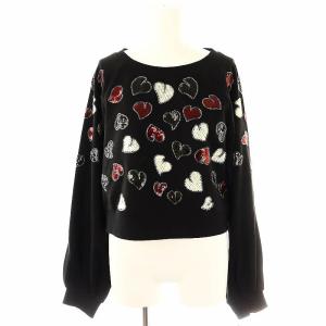 23AW ハートスパン裏毛トップ スウェット 長袖 プルオーバー コットン 36 黒 ブラック /YQ