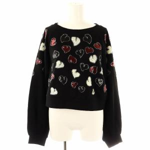 23AW ハートスパン裏毛トップ スウェット 長袖 プルオーバー コットン 36 黒 ブラック /YQ