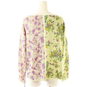 GRACE CONTINENTAL 小花ジャガードニットトップ 長袖 プルオーバー 36 紫 パープル 黄 イエロー /YQ OS