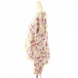 GRACE CONTINENTAL 小花ジャガードニットトップ 長袖 プルオーバー 36 紫 パープル 黄 イエロー /YQ OS