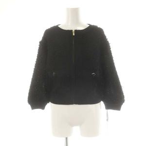 24AW チュールフリルニットブルゾン ジップアップ 36 黒