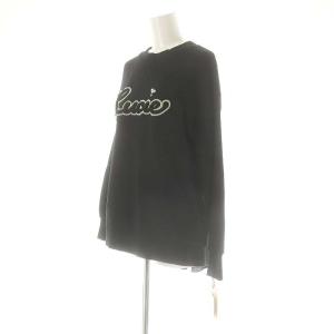 GRACE CONTINENTAL 23AW ボアロゴ裏毛トップ スウェット トレーナー 36 黒 ブラック 0123442161