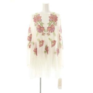 23SS ティアード刺繍トップ ブラウス シアー シースルー 36 白 ホワイト /AT OS