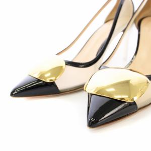 RUPERT SANDERSON RSメッシュバックルパンプス ピンヒール ポインテッドトゥ 38 ベージュ ブラック /TK OF